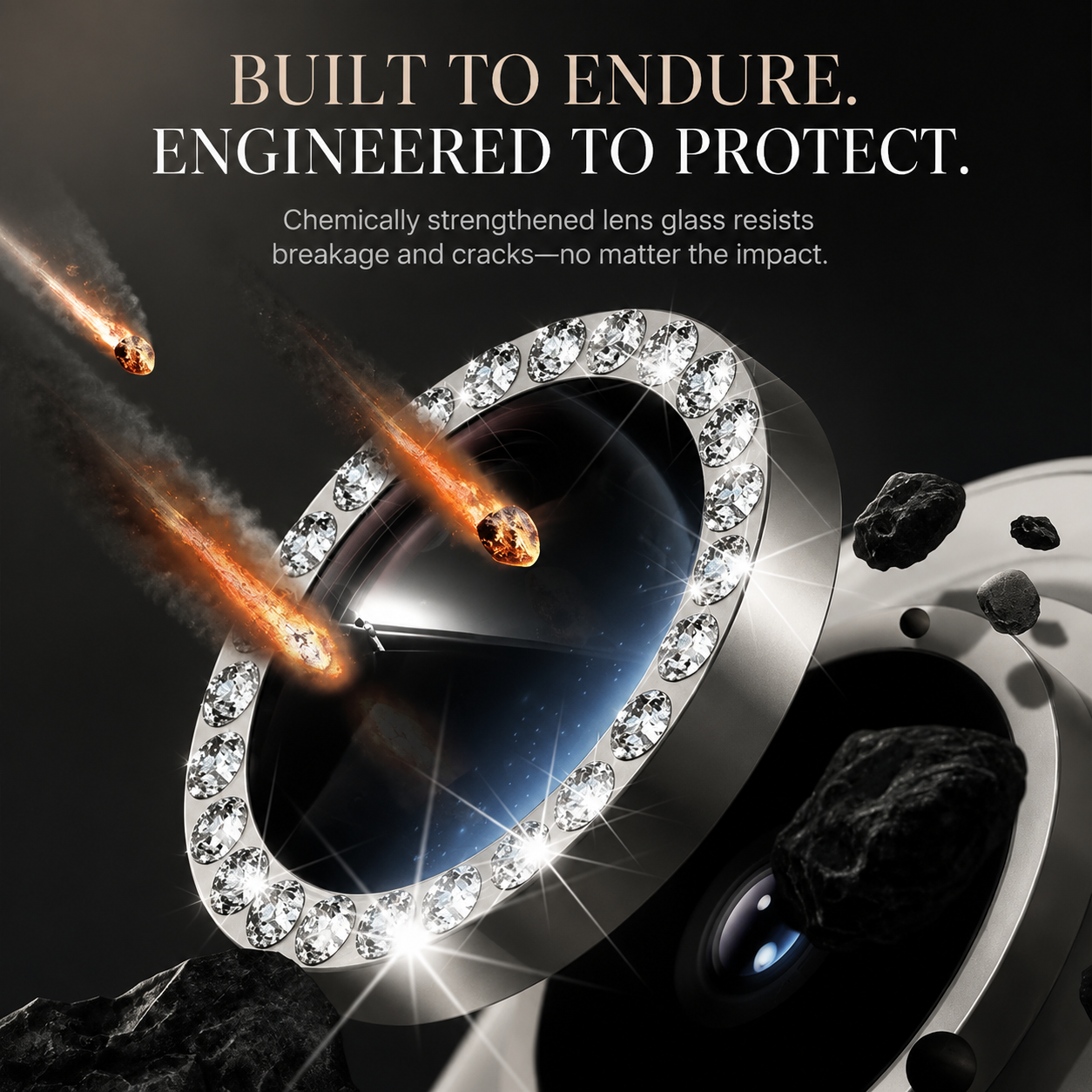 Premium Metal Camera Lens Protector Tempered Glass Camera Lens Cover Scratch Resistant Shockproof Anti-Dust Protective Ring Compatible with iPhone