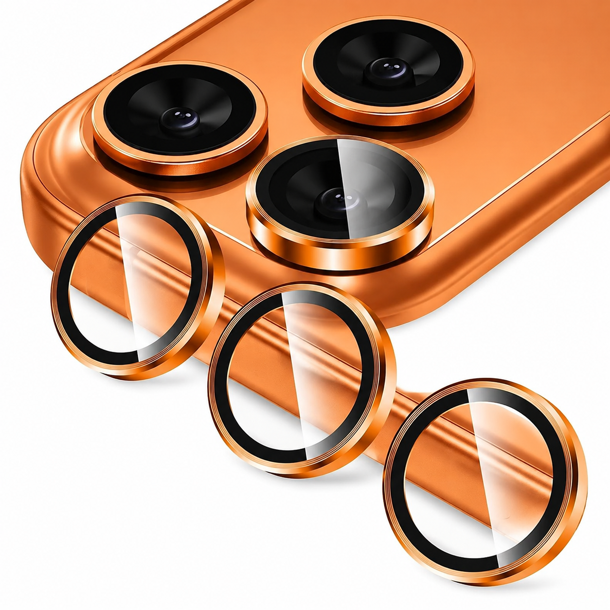 Premium Metal Camera Lens Protector Tempered Glass Camera Lens Cover Scratch Resistant Shockproof Anti-Dust Protective Ring Compatible with iPhone