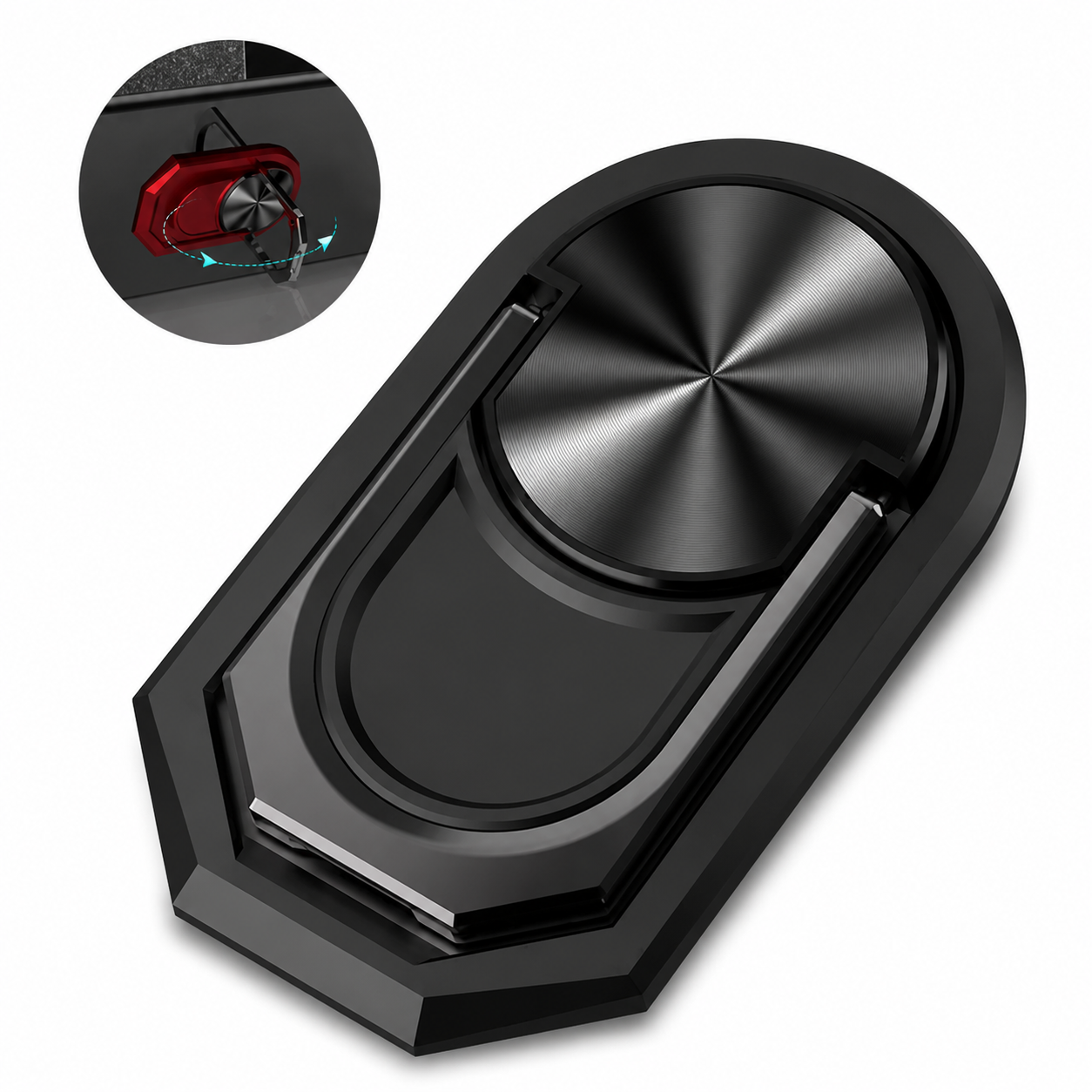 Premium Metal Finger Ring Phone Holder 180° Rotating Phone Grip Stand Universal Finger Ring Kickstand Adhesive Smartphone Holder Compatible with iPhone