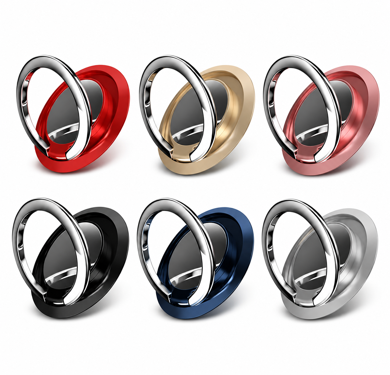 Premium Metal Finger Ring Phone Holder 180° Rotating Phone Grip Stand Universal Finger Ring Kickstand Adhesive Smartphone Holder Compatible with iPhone