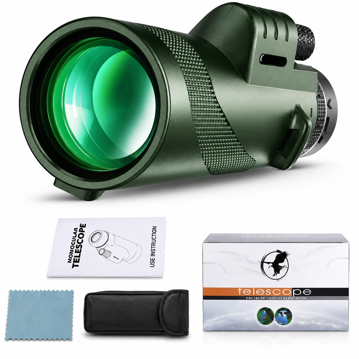 Premium Portable Zoom HD Monocular Telescope 80x100 Long Range High Power Scope FMC BAK4 Optics Phone Tripod Outdoor Travel Hunting Compatible with iPhone