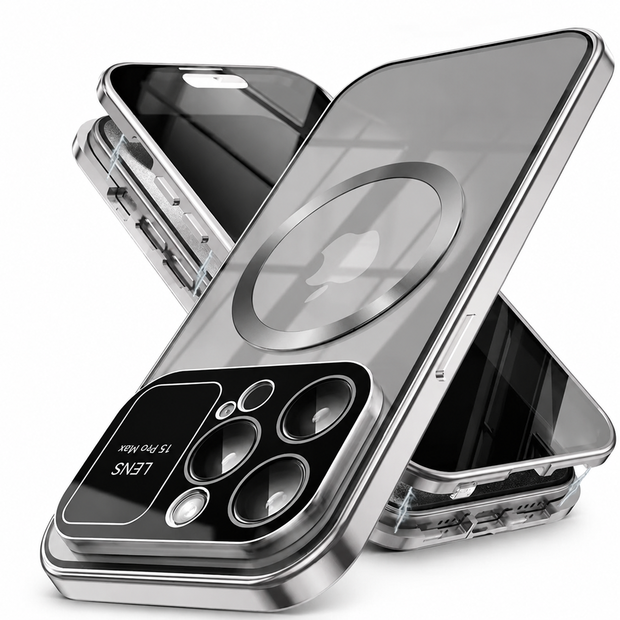 Premium Privacy MagSafe iPhone Case Magnetic Frosted Glass Back Anti Peeping Screen Shockproof Full Protection Wireless Charging Cover