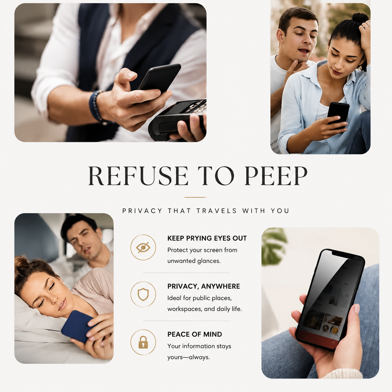 Premium Privacy Screen Protector Anti Spy Tempered Glass Anti Blue Light Full Coverage Scratch Resistant Screen Guard Compatible with iPhone