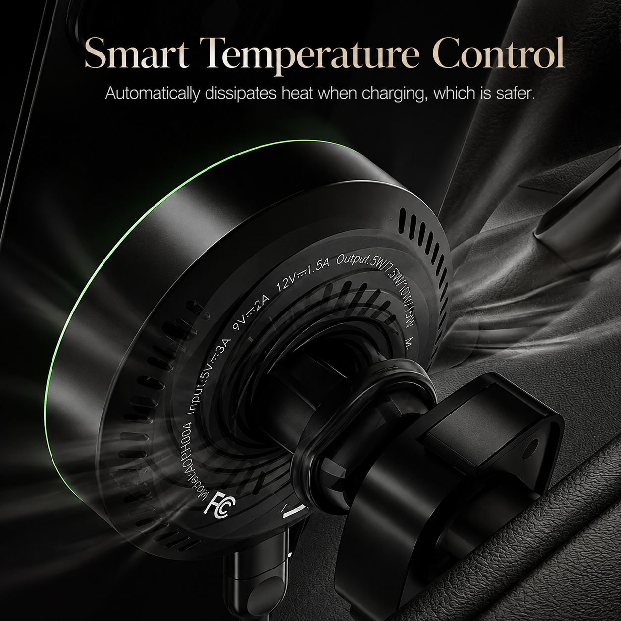 Premium RGB Magnetic Wireless Car Phone Holder 15W Qi Fast Wireless Charging Car Mount 360° Rotating Dashboard Air Vent Mount Compatible with iPhone