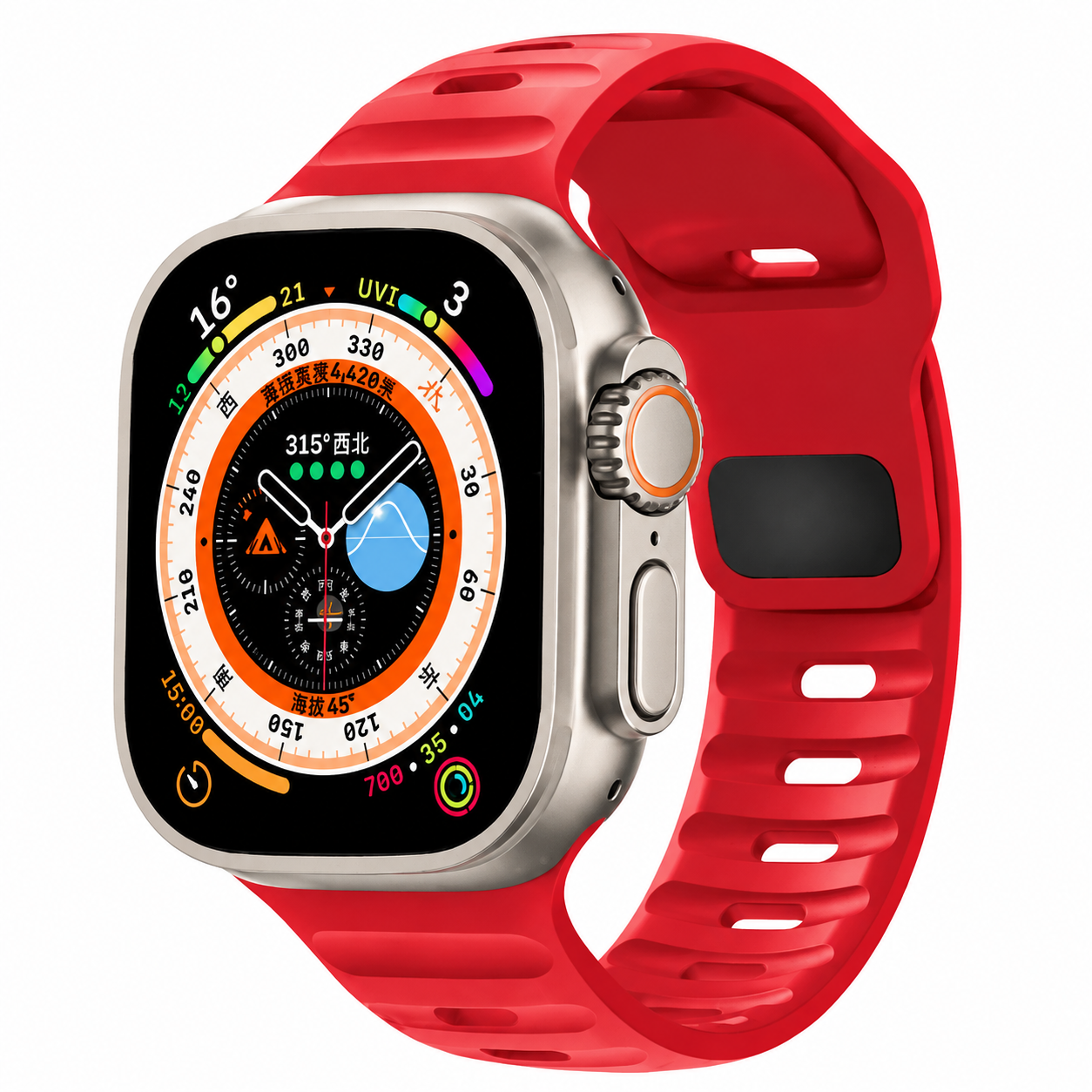 Premium Silicone Sport Watch Band Soft Waterproof Adjustable Replacement Strap Breathable Lightweight Smartwatch Wristband Compatible with iPhone