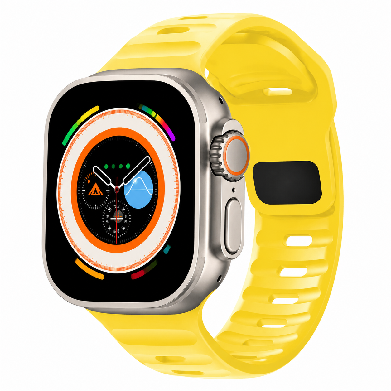 Premium Silicone Sport Watch Band Soft Waterproof Adjustable Replacement Strap Breathable Lightweight Smartwatch Wristband Compatible with iPhone
