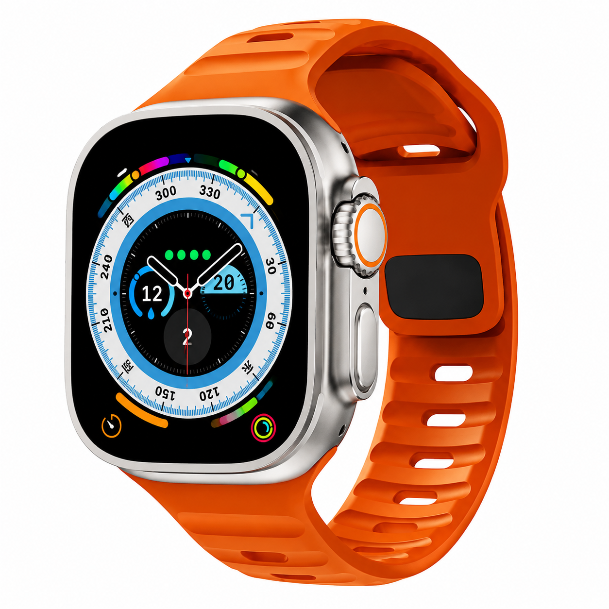 Premium Silicone Sport Watch Band Soft Waterproof Adjustable Replacement Strap Breathable Lightweight Smartwatch Wristband Compatible with iPhone