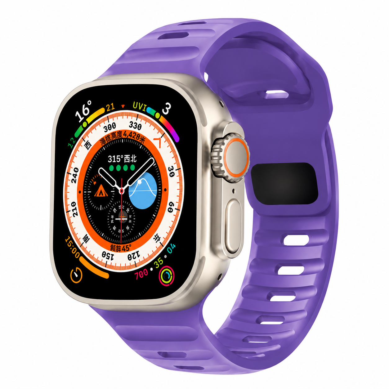 Premium Silicone Sport Watch Band Soft Waterproof Adjustable Replacement Strap Breathable Lightweight Smartwatch Wristband Compatible with iPhone