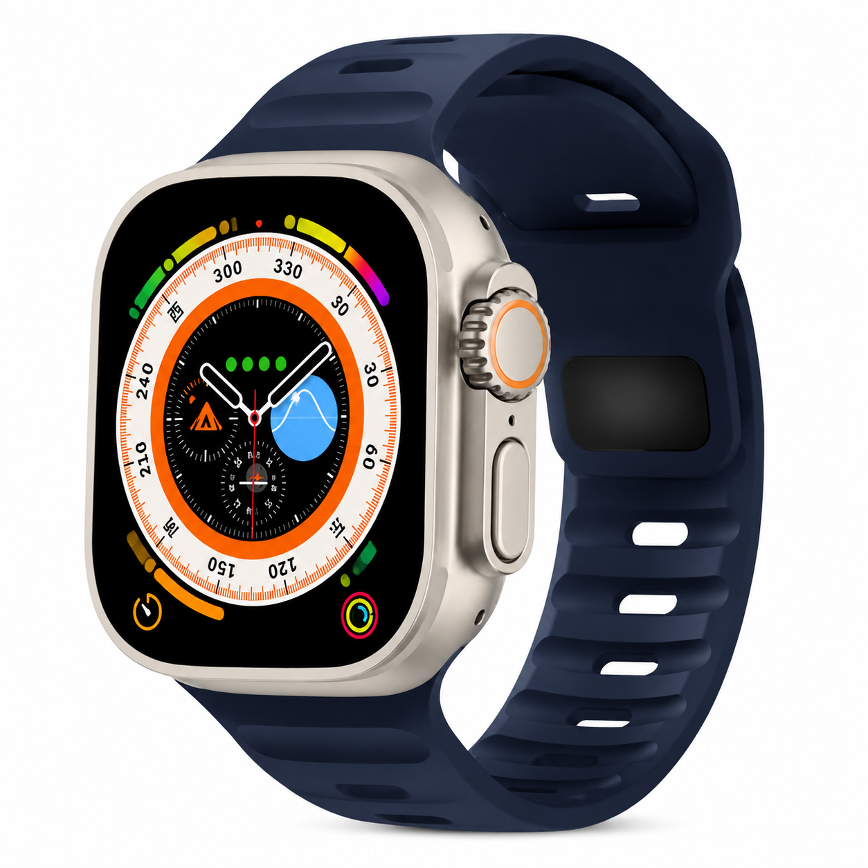 Premium Silicone Sport Watch Band Soft Waterproof Adjustable Replacement Strap Breathable Lightweight Smartwatch Wristband Compatible with iPhone