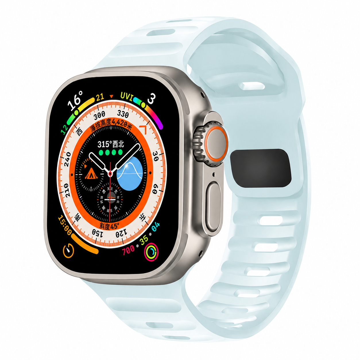 Premium Silicone Sport Watch Band Soft Waterproof Adjustable Replacement Strap Breathable Lightweight Smartwatch Wristband Compatible with iPhone