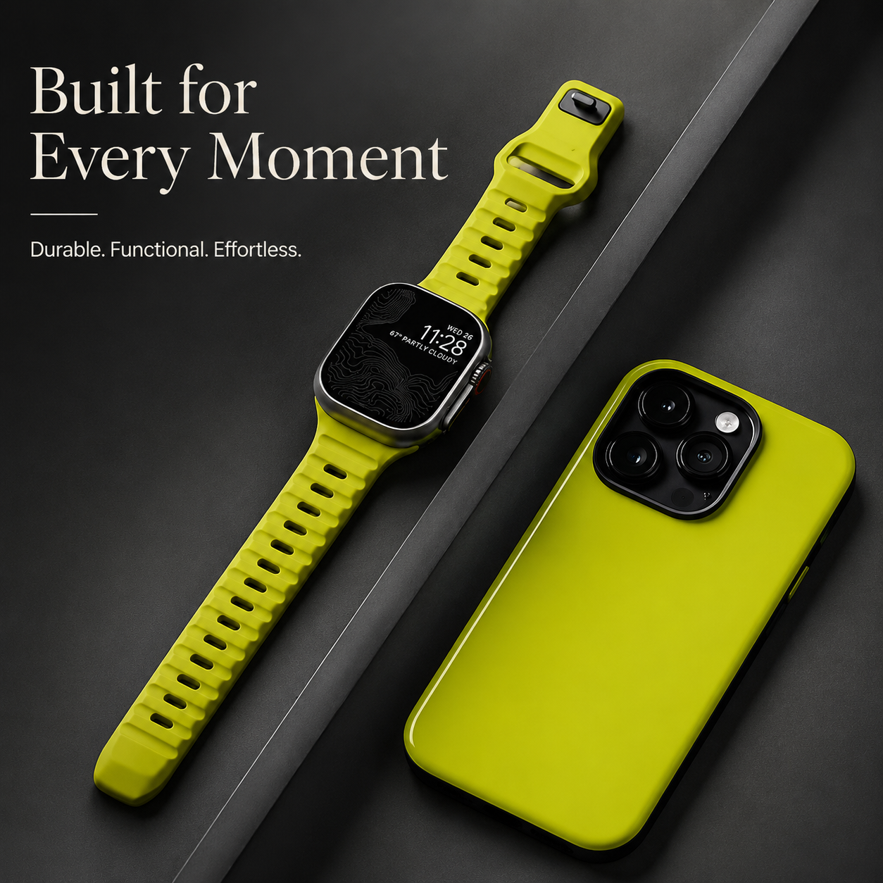 Premium Silicone Sport Watch Band Soft Waterproof Adjustable Replacement Strap Breathable Lightweight Smartwatch Wristband Compatible with iPhone