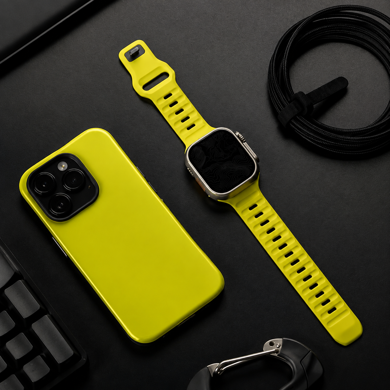 Premium Silicone Sport Watch Band Soft Waterproof Adjustable Replacement Strap Breathable Lightweight Smartwatch Wristband Compatible with iPhone