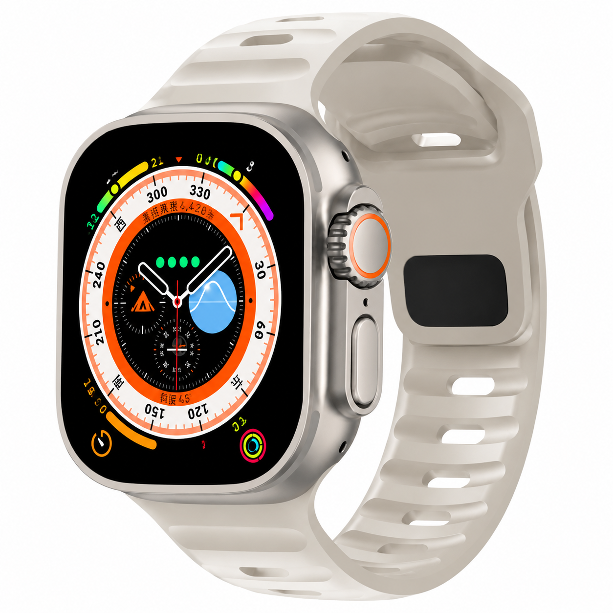 Premium Silicone Sport Watch Band Soft Waterproof Adjustable Replacement Strap Breathable Lightweight Smartwatch Wristband Compatible with iPhone