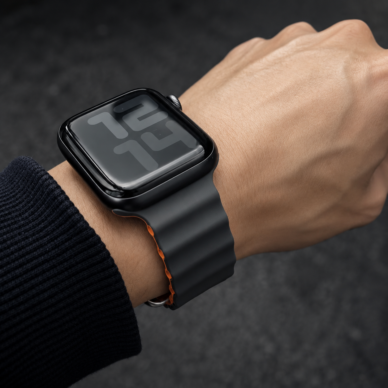 Premium Silicone Sport Watch Band Soft Waterproof Adjustable Replacement Strap Breathable Lightweight Smartwatch Wristband Compatible with iPhone