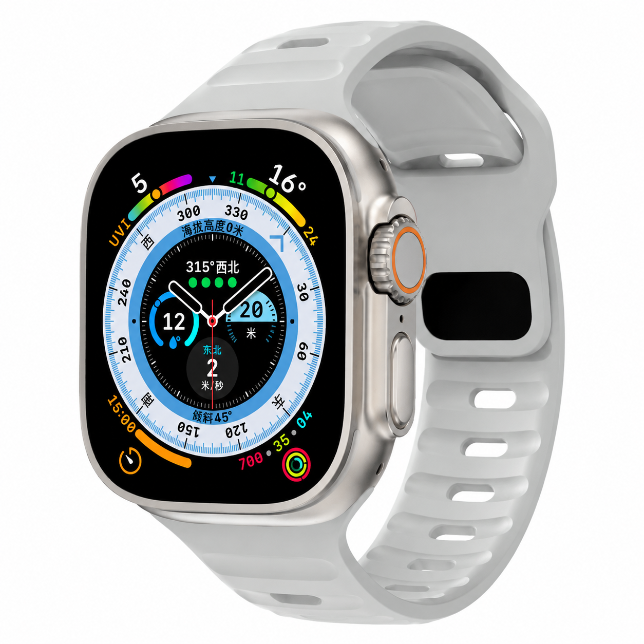 Premium Silicone Sport Watch Band Soft Waterproof Adjustable Replacement Strap Breathable Lightweight Smartwatch Wristband Compatible with iPhone