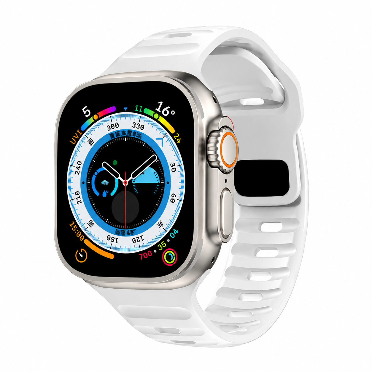 Premium Silicone Sport Watch Band Soft Waterproof Adjustable Replacement Strap Breathable Lightweight Smartwatch Wristband Compatible with iPhone