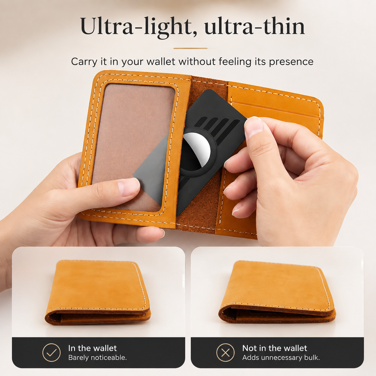 Premium Slim AirTag Wallet Case Ultra-Thin Credit Card Holder Anti-Lost GPS Tracker Protective Sleeve Durable ABS Compatible with AirTag