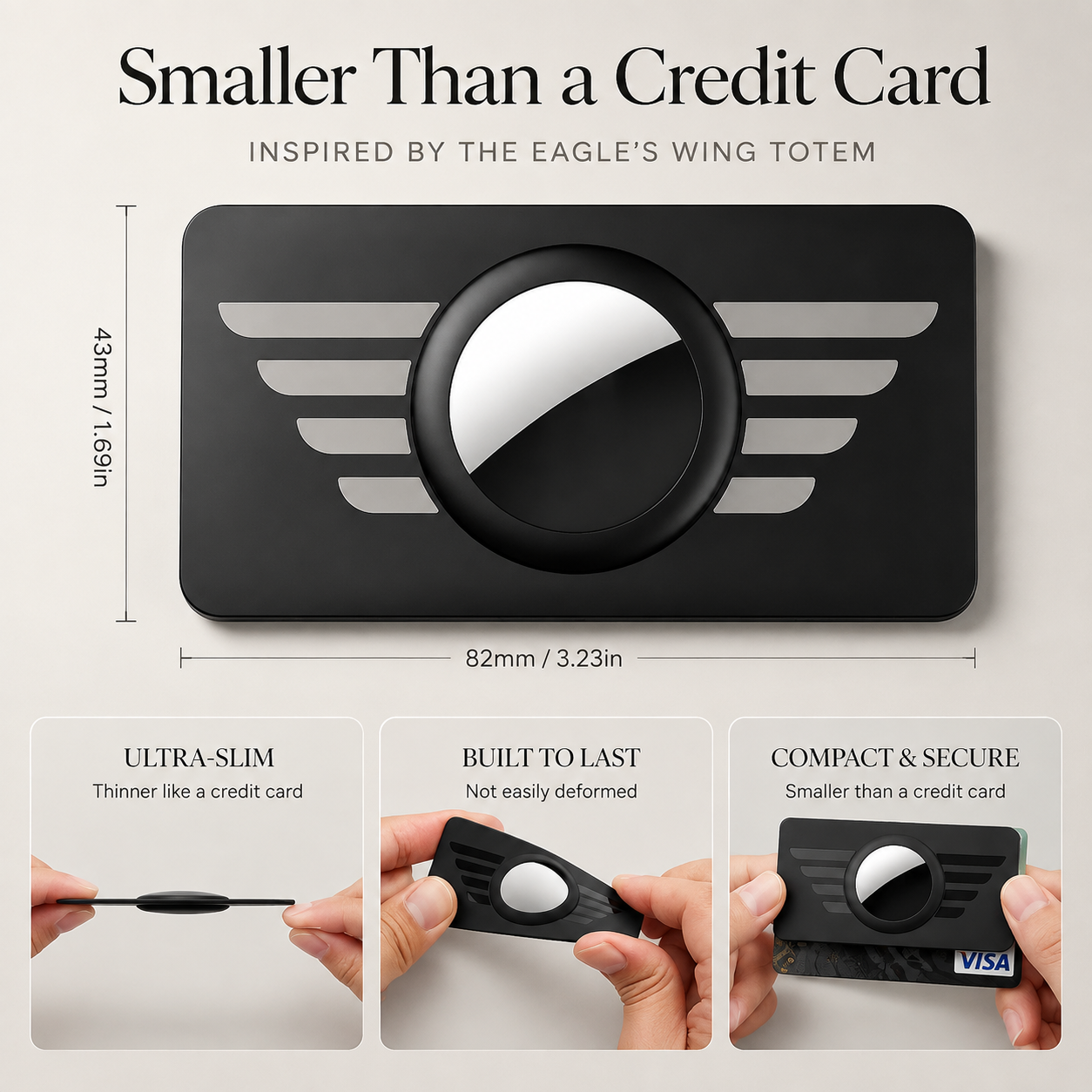 Premium Slim AirTag Wallet Case Ultra-Thin Credit Card Holder Anti-Lost GPS Tracker Protective Sleeve Durable ABS Compatible with AirTag