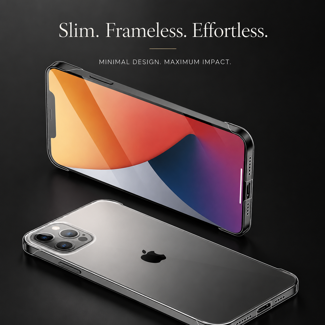 Premium Slim Frameless iPhone Case Matte PC Back Cover TPU Edge Lightweight Shockproof Scratch Resistant Minimal Protective Cover