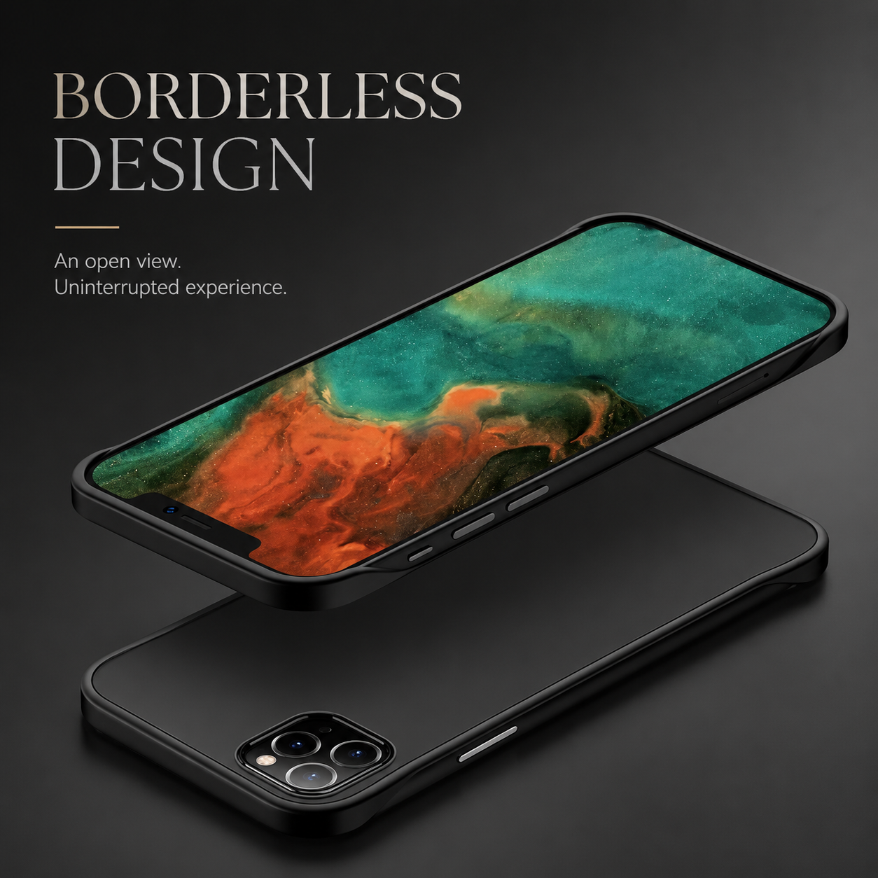 Premium Slim Frameless iPhone Case Matte PC Back Cover TPU Edge Lightweight Shockproof Scratch Resistant Minimal Protective Cover