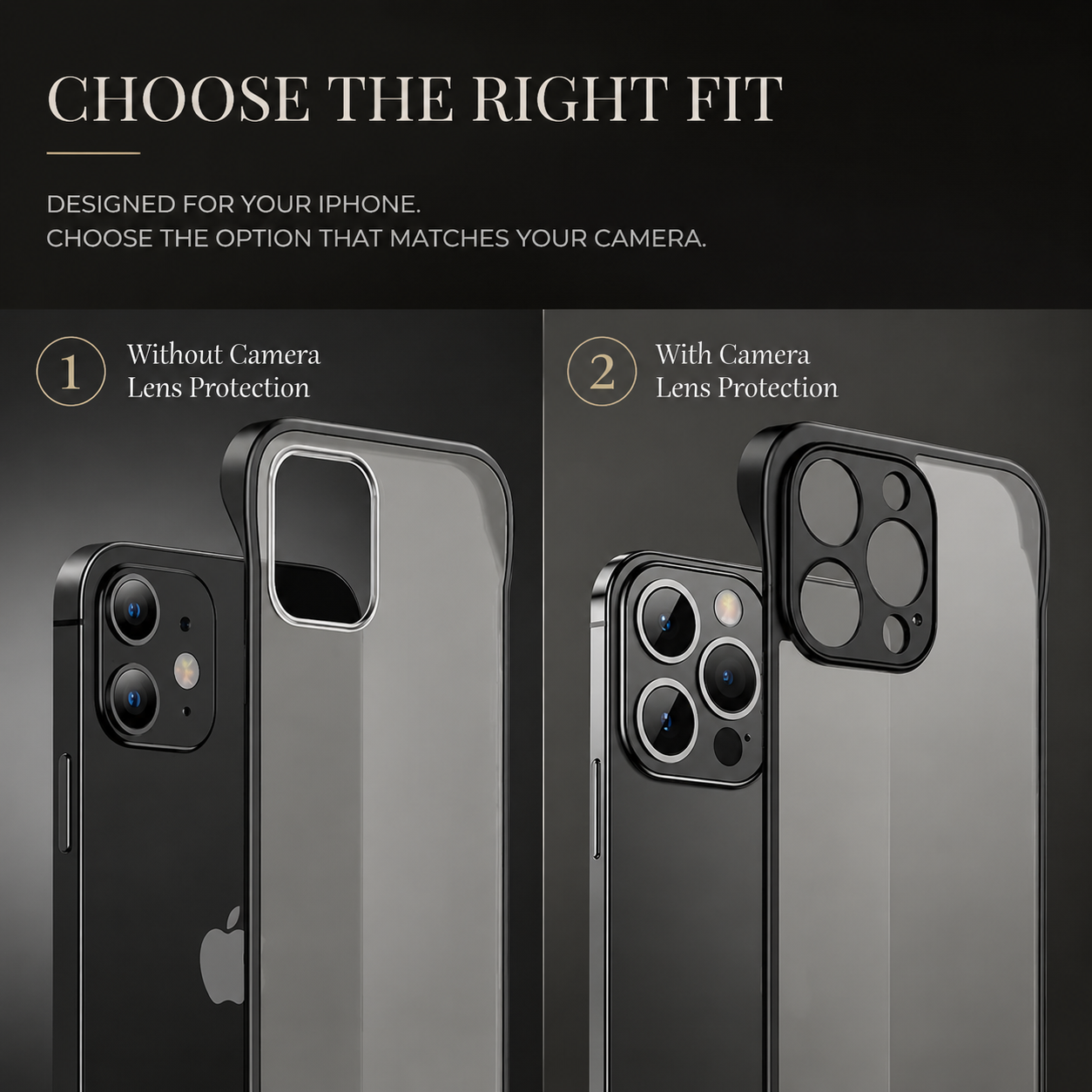Premium Slim Frameless iPhone Case Matte PC Back Cover TPU Edge Lightweight Shockproof Scratch Resistant Minimal Protective Cover
