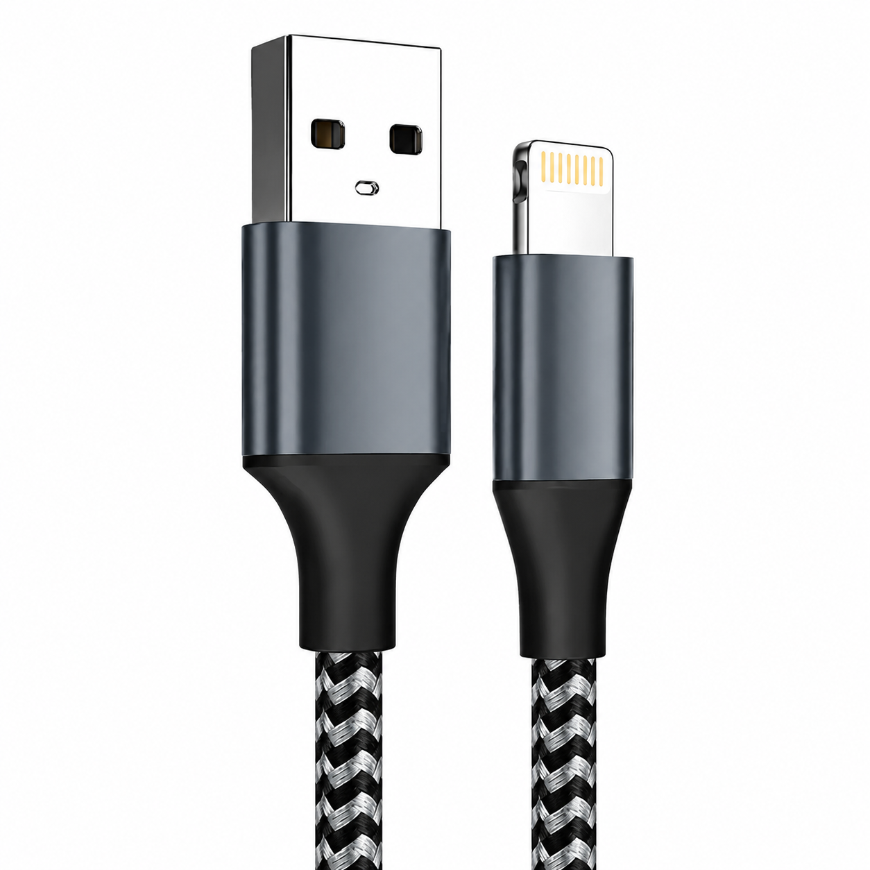 Premium USB A to Lightning Charging Cable 12W Fast Charging 2.4A MFi Certified Nylon Braided Data Sync Charger Cord Tangle Resistant Compatible with iPhone