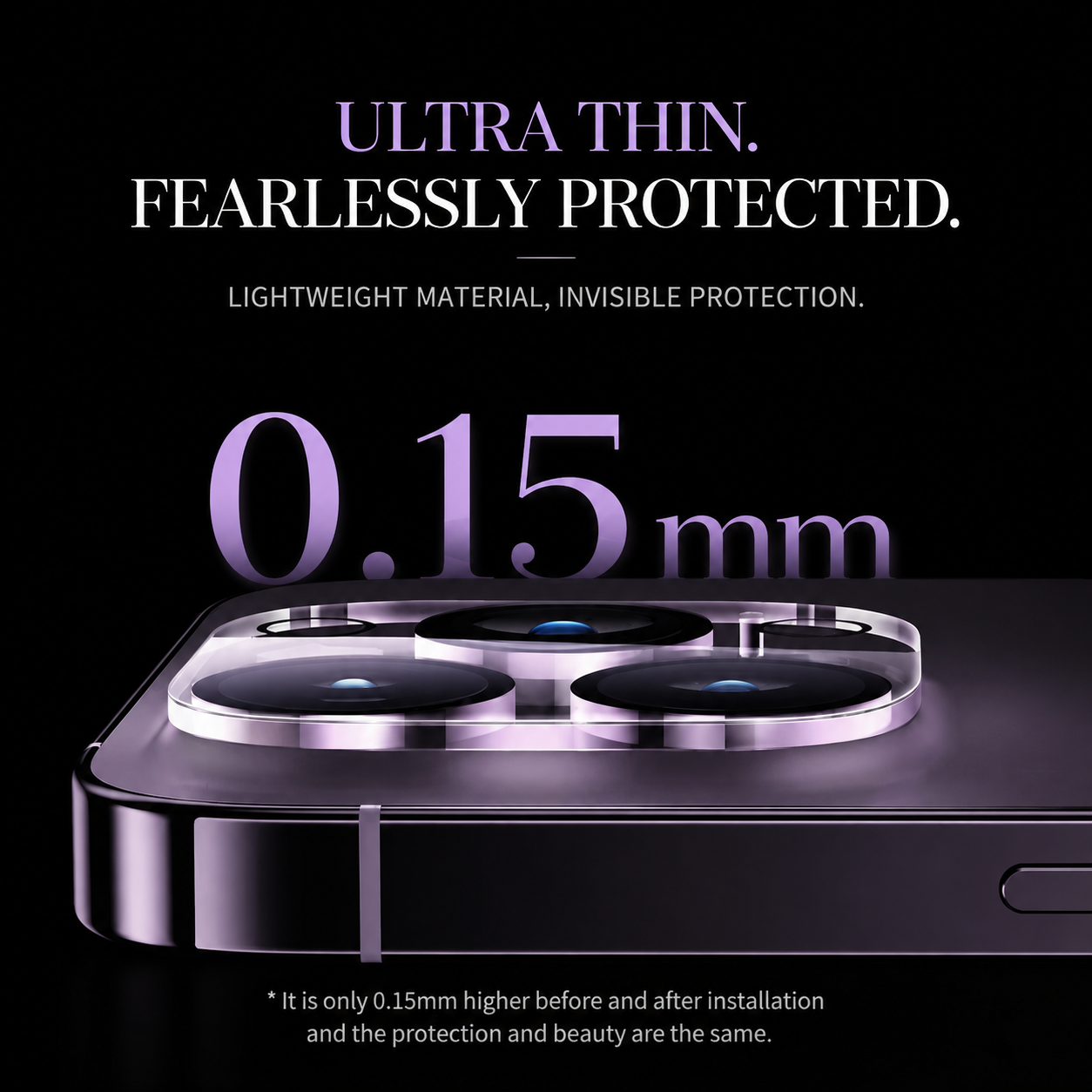 Premium Ultra Thin Camera Lens Protector 4 Pack Tempered Glass Camera Lens Cover Anti-Scratch Anti-Fingerprint Full Coverage HD Clear Compatible with iPhone