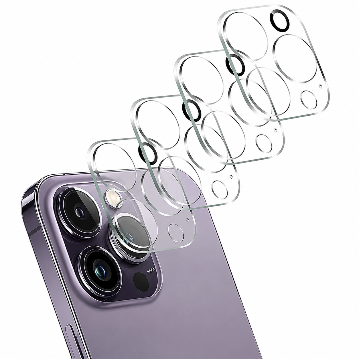 Premium Ultra Thin Camera Lens Protector 4 Pack Tempered Glass Camera Lens Cover Anti-Scratch Anti-Fingerprint Full Coverage HD Clear Compatible with iPhone