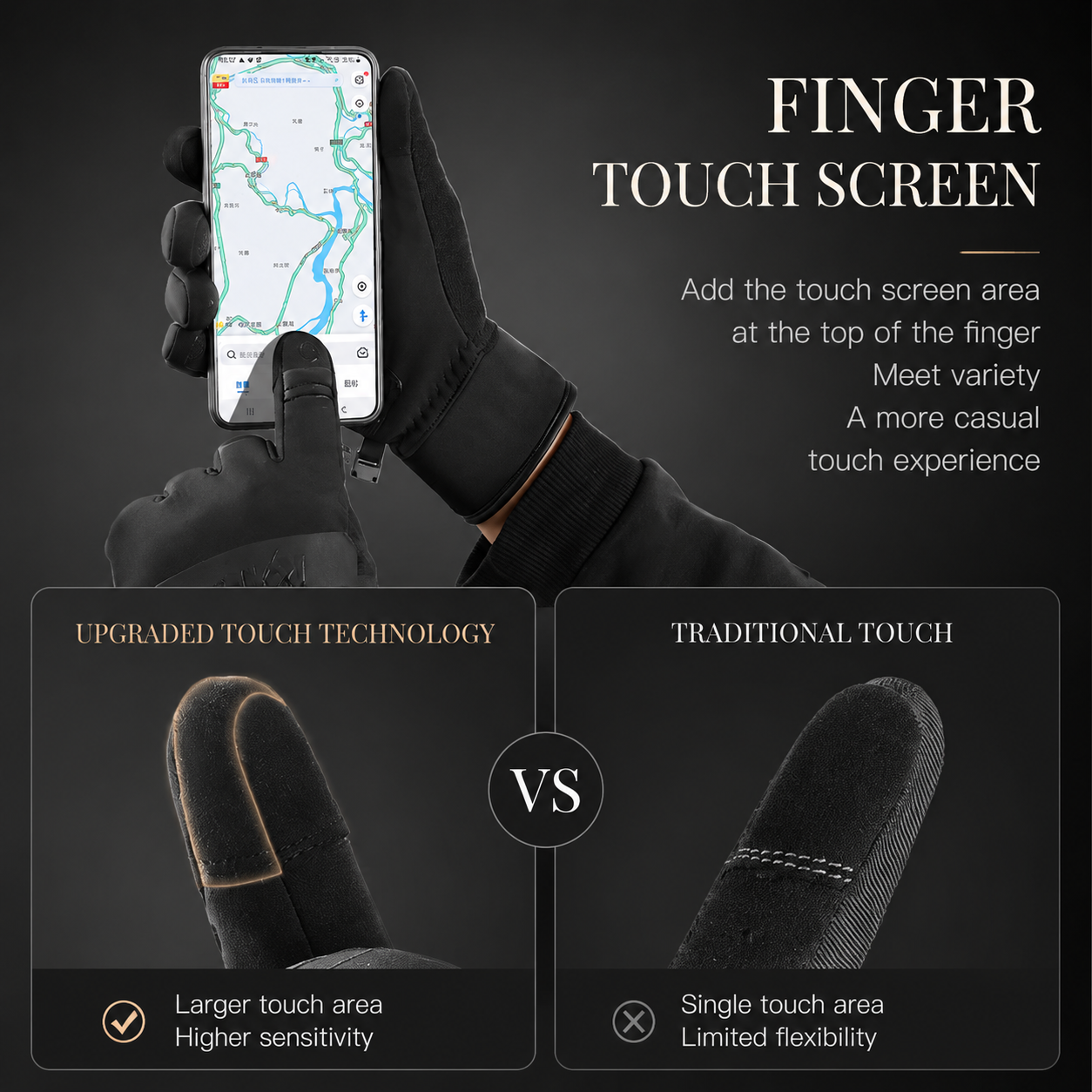 Premium Winter Cycling Gloves Waterproof Thermal Touchscreen Gloves Windproof Anti-Slip Sports Riding Gloves 3M Insulated Unisex Compatible with iPhone
