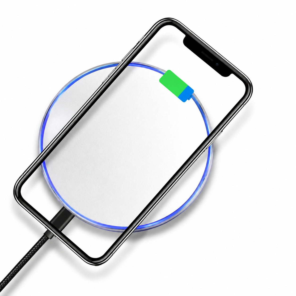 Premium Wireless Charging Pad Fast Qi Wireless Charger USB Type C Fast Charging LED Indicator Slim Induction Charging Dock Compatible with iPhone AirPods