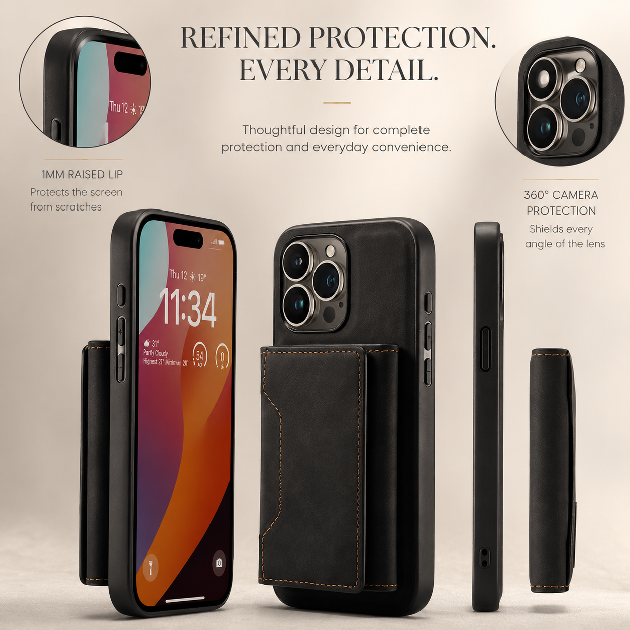 Premium iPhone Case 2-in-1 Detachable Magnetic Wallet Cover PU Leather Card Holder Shockproof Protective Case Pocket Design
