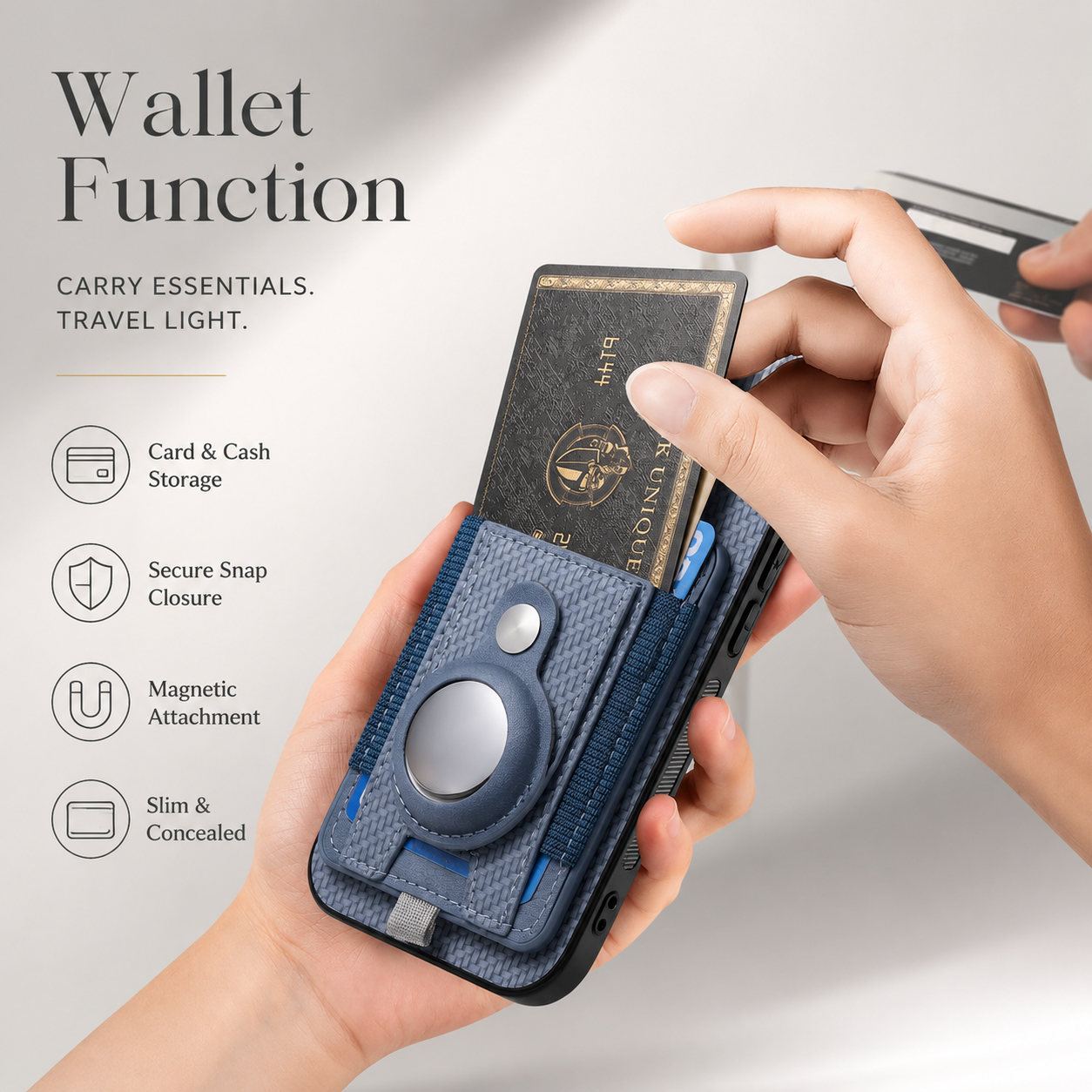 Premium iPhone Case 2-in-1 Detachable Wallet Cover PU Leather Magnetic Card Holder AirTag Holder Wireless Charging Stand Shockproof Protection Design