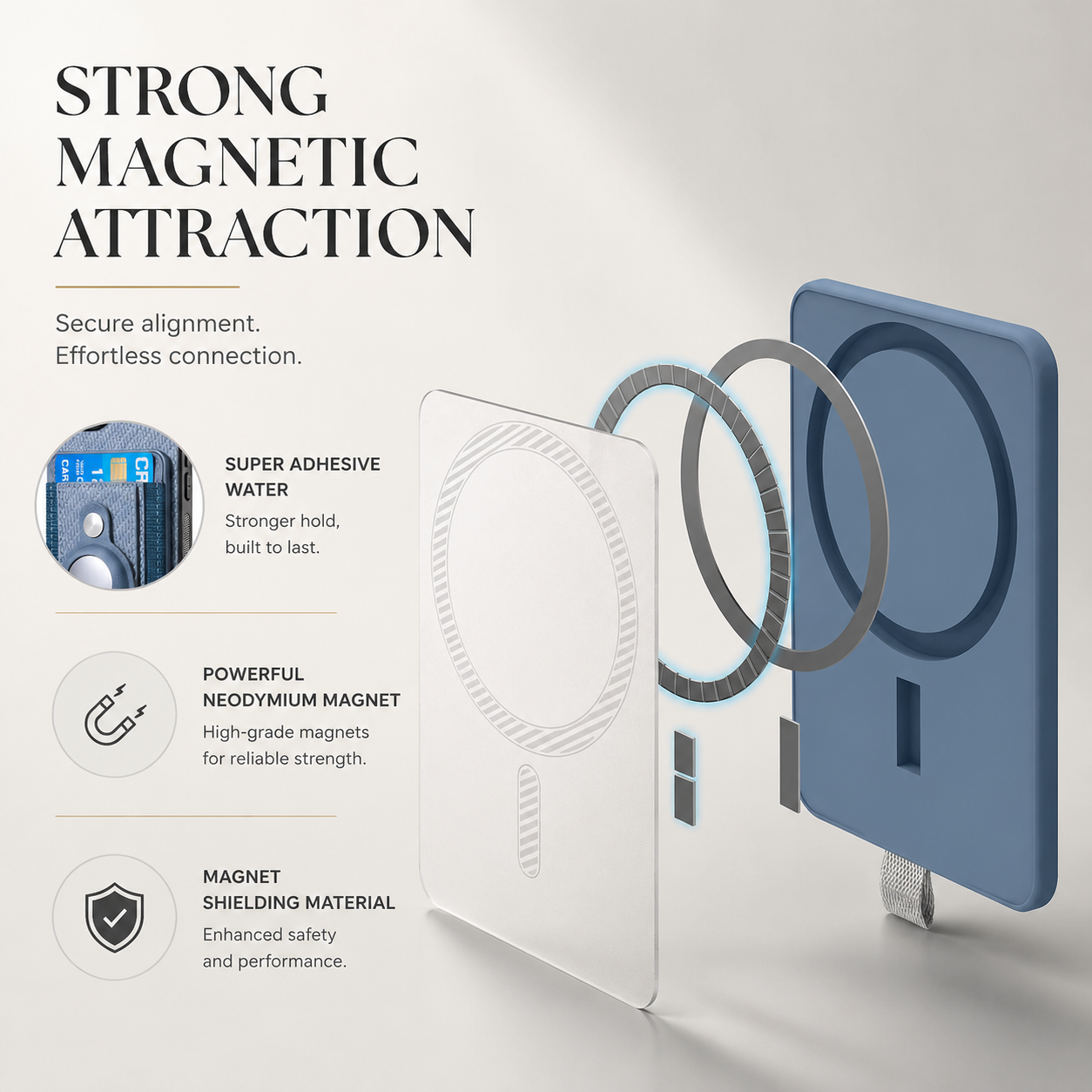 Premium iPhone Case 2-in-1 Detachable Wallet Cover PU Leather Magnetic Card Holder AirTag Holder Wireless Charging Stand Shockproof Protection Design