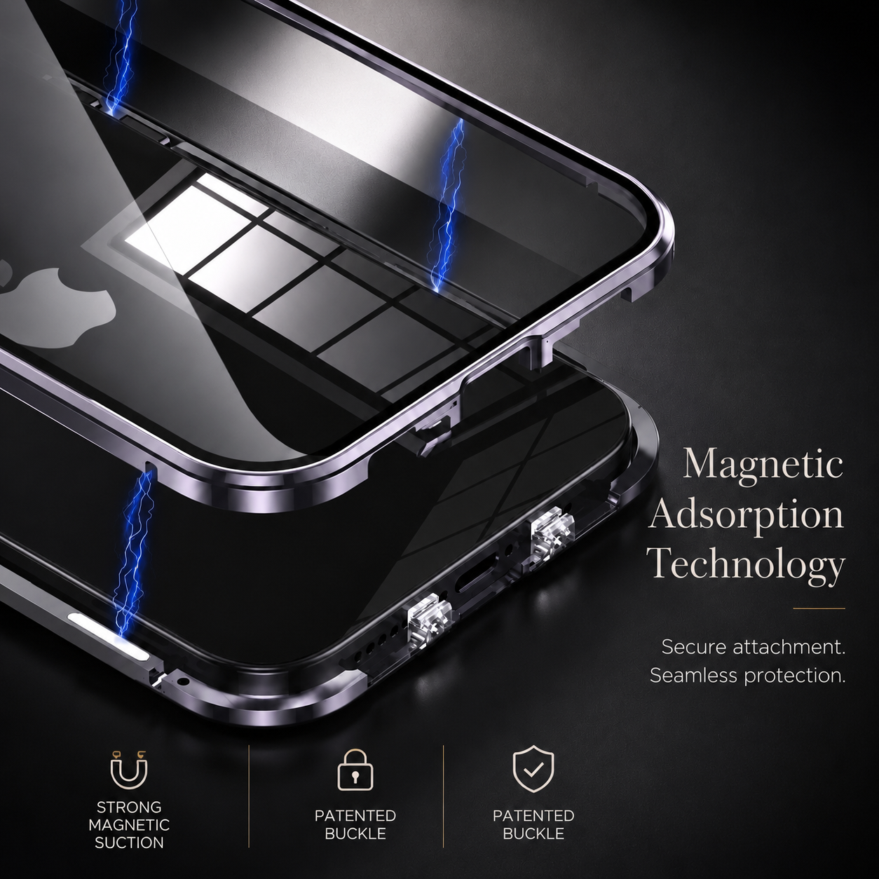 Premium iPhone Case 360 Full Protection Magnetic Glass Cover MagSafe Compatible Aluminum Alloy Bumper Shockproof Anti Scratch Full Body Protective Design