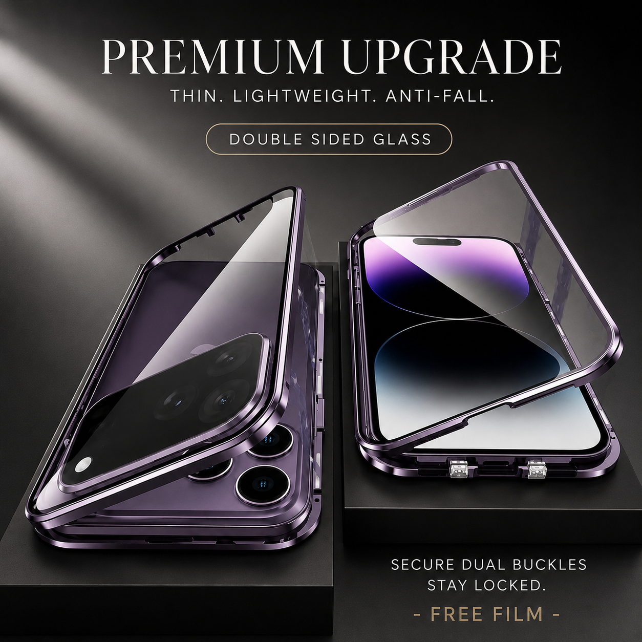 Premium iPhone Case 360 Full Protection Magnetic Glass Cover MagSafe Compatible Aluminum Alloy Bumper Shockproof Anti Scratch Full Body Protective Design