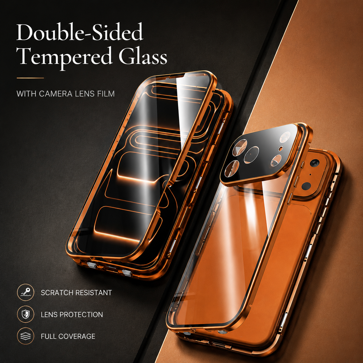 Premium iPhone Case 360 Full Protection Magnetic Glass Cover MagSafe Compatible Aluminum Alloy Bumper Shockproof Anti Scratch Full Body Protective Design