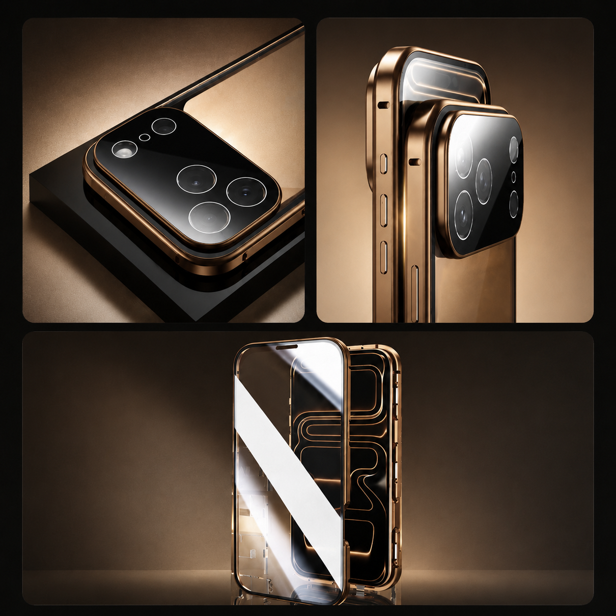 Premium iPhone Case 360 Full Protection Magnetic Glass Cover MagSafe Compatible Aluminum Alloy Bumper Shockproof Anti Scratch Full Body Protective Design
