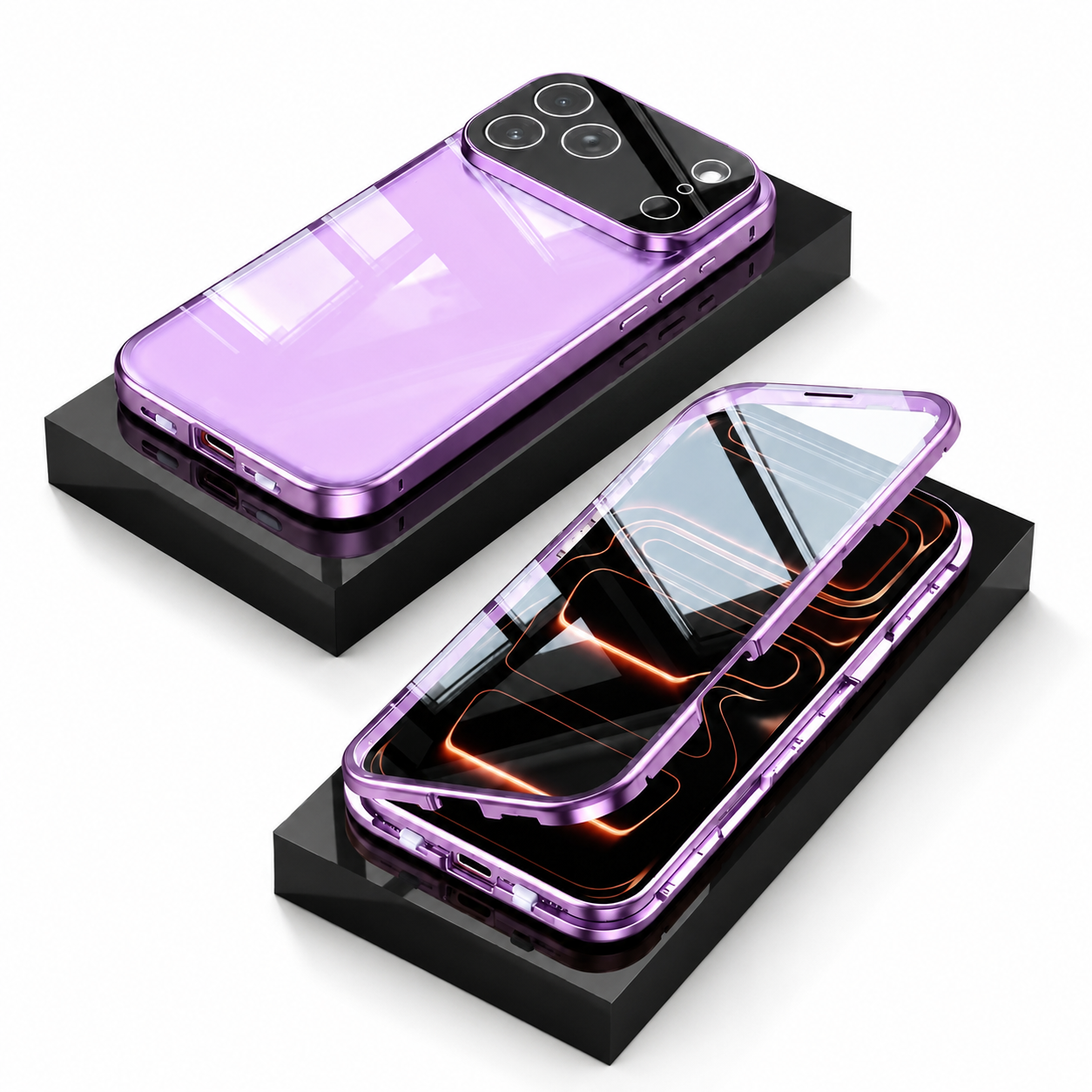 Premium iPhone Case 360 Full Protection Magnetic Glass Cover MagSafe Compatible Aluminum Alloy Bumper Shockproof Anti Scratch Full Body Protective Design