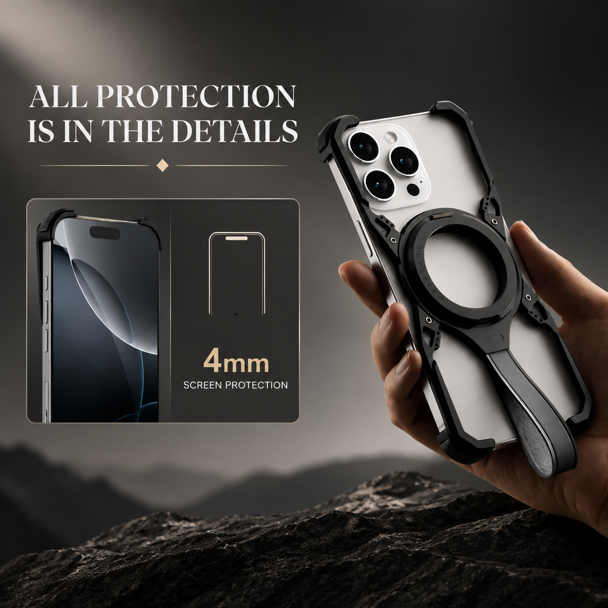 Premium iPhone Case 360 Rotating Stand Frameless Metal Frame MagSafe Compatible Shockproof Magnetic Protective Cover Camera Lens Screen Protection Ultra Thin Design