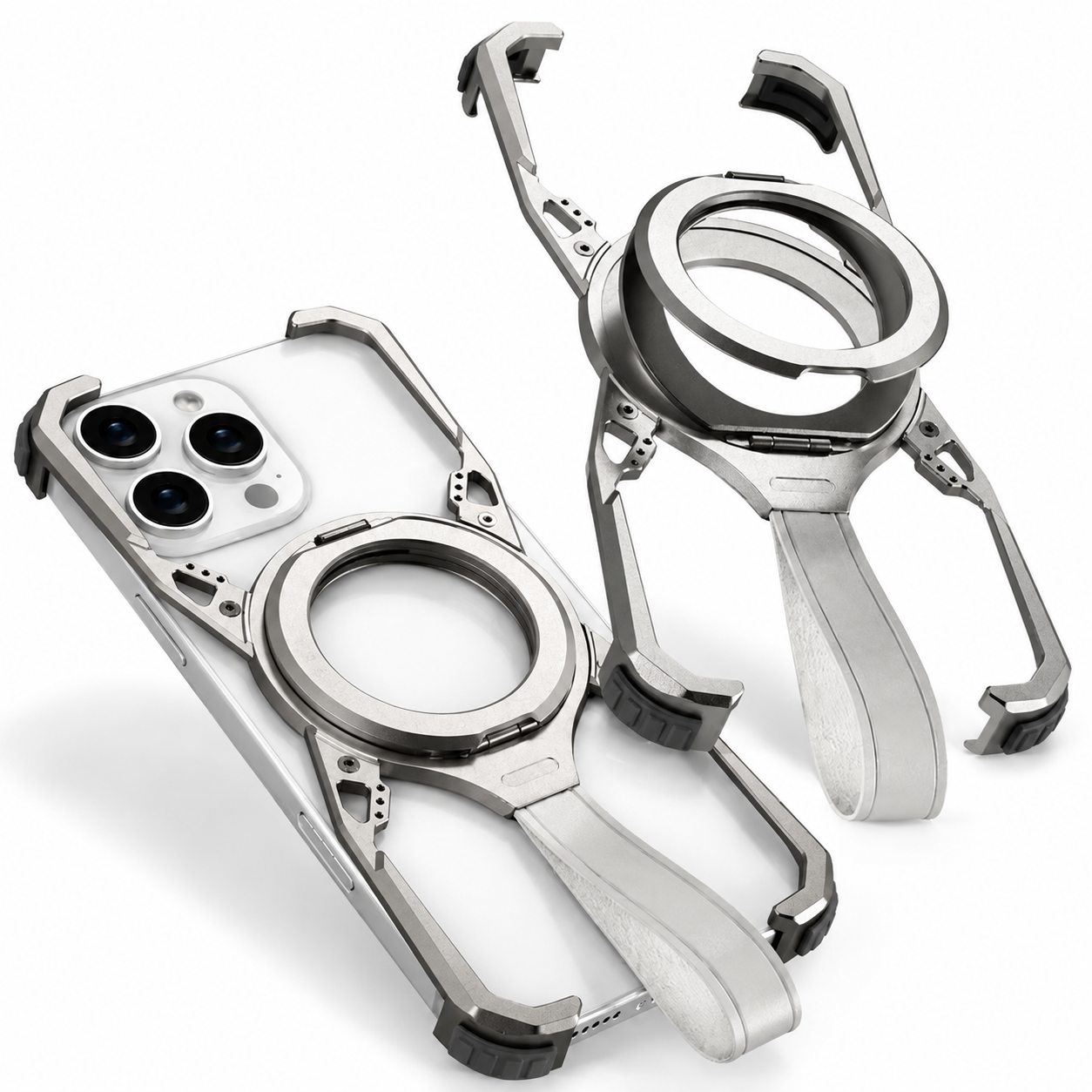 Premium iPhone Case 360 Rotating Stand Frameless Metal Frame MagSafe Compatible Shockproof Magnetic Protective Cover Camera Lens Screen Protection Ultra Thin Design
