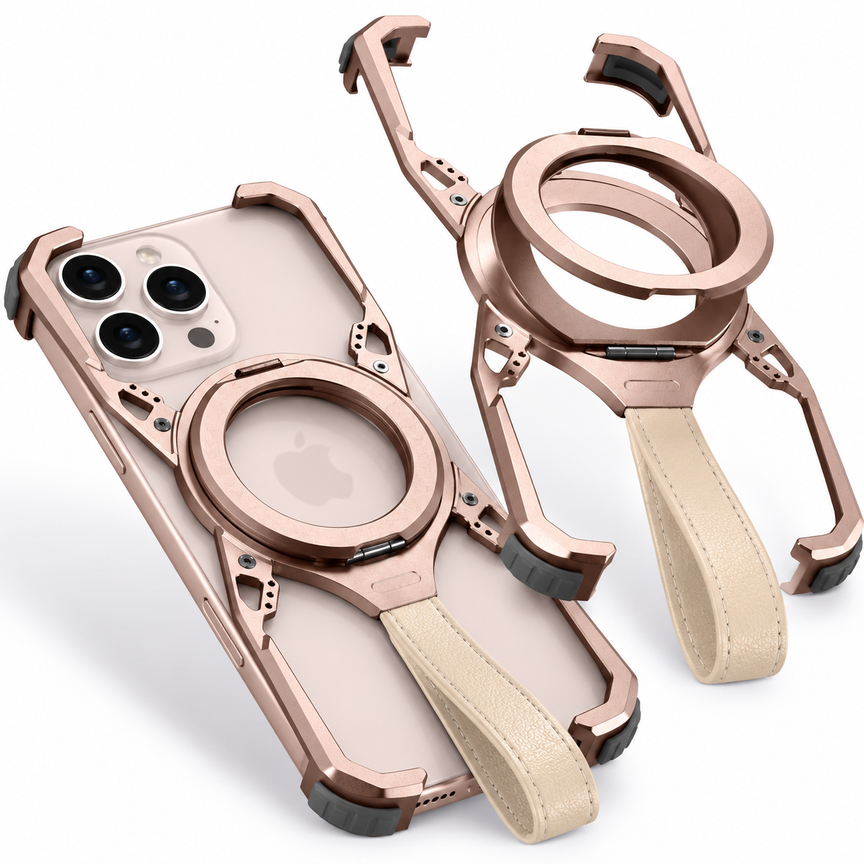 Premium iPhone Case 360 Rotating Stand Frameless Metal Frame MagSafe Compatible Shockproof Magnetic Protective Cover Camera Lens Screen Protection Ultra Thin Design