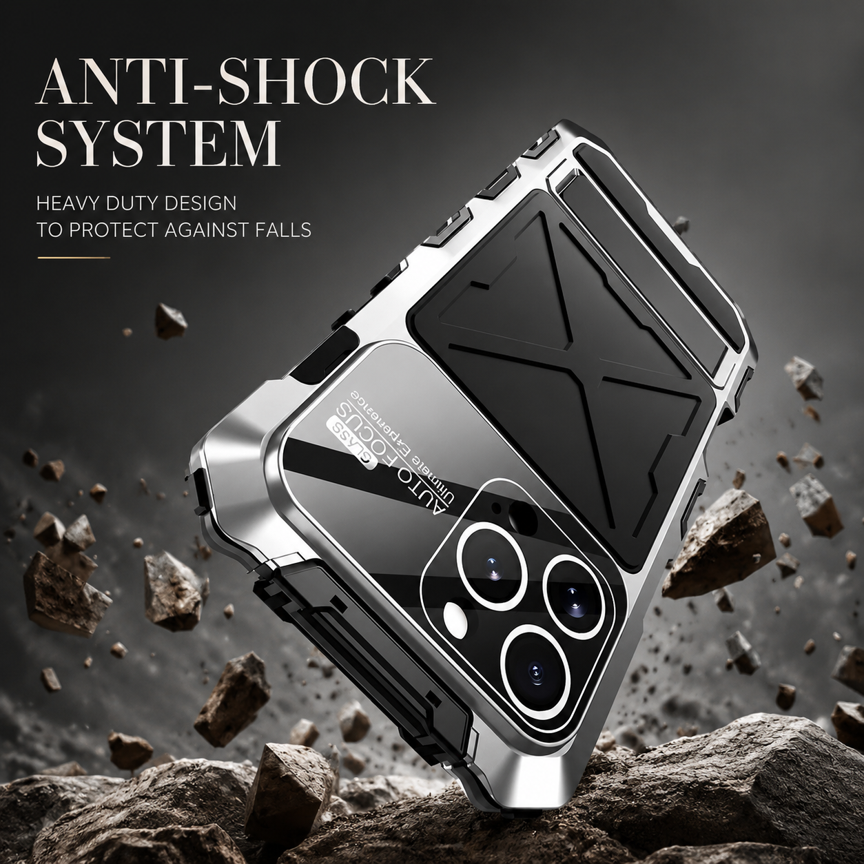 Premium iPhone Case 360° Metal Lock Glass Cover MagSafe Compatible Magnetic Full Body Protection Shockproof Double Tempered Glass Frame Design
