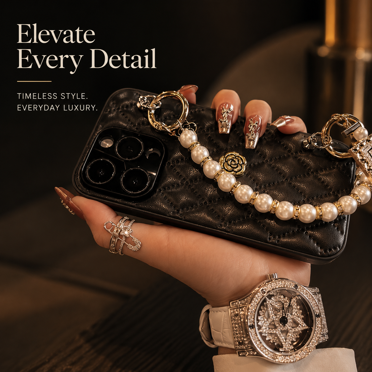Premium iPhone Case 3D Camellia Floral Design Chain Strap Luxury Protective Cover Shockproof Slim Stylish Full Coverage Case