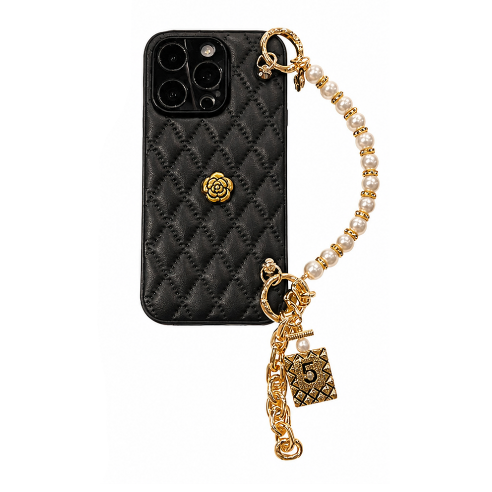 Premium iPhone Case 3D Camellia Floral Design Chain Strap Luxury Protective Cover Shockproof Slim Stylish Full Coverage Case