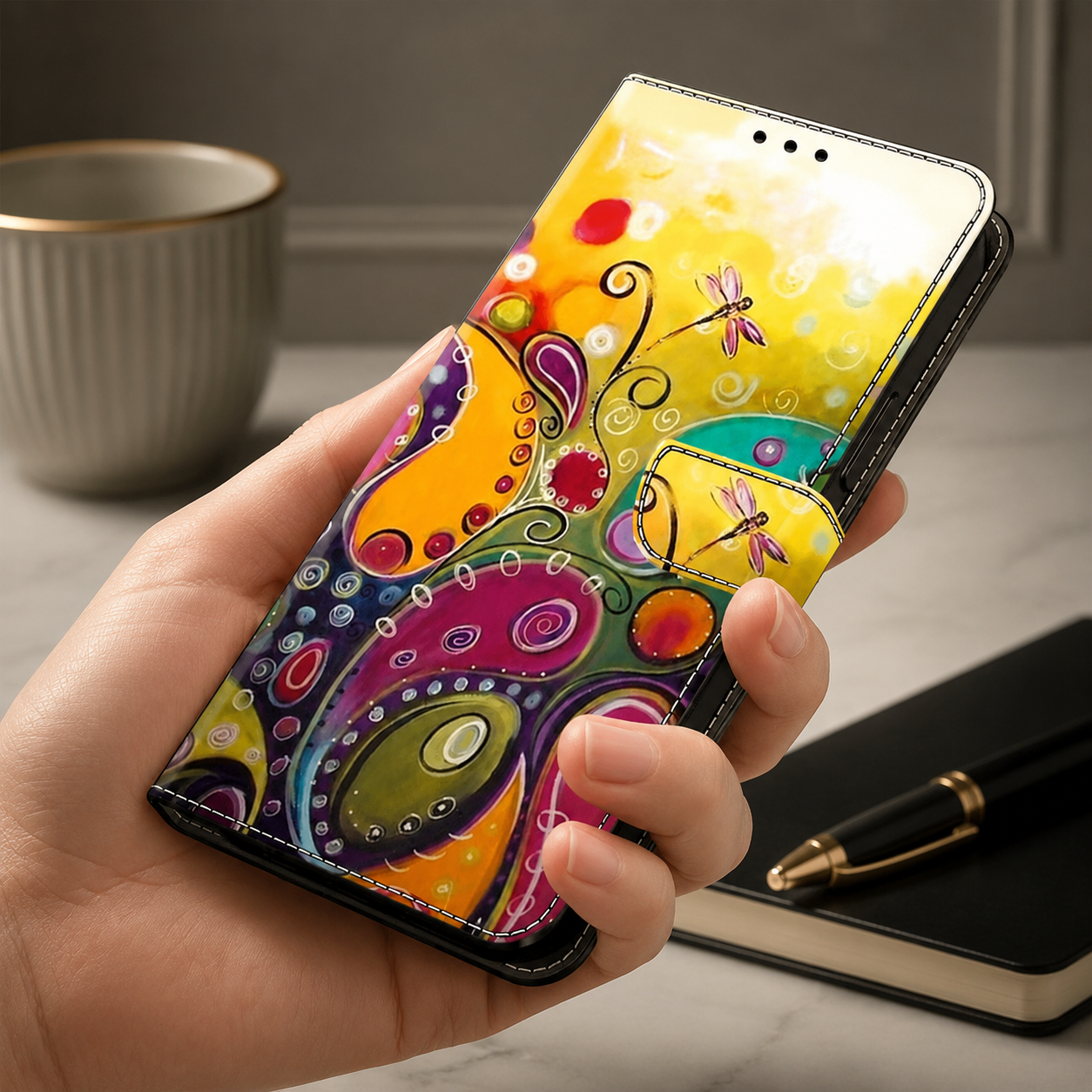 Premium iPhone Case 3D Leather Flip Wallet Magnetic Cover Card Holder Stand Function Shockproof Protective Closure Design Luxury