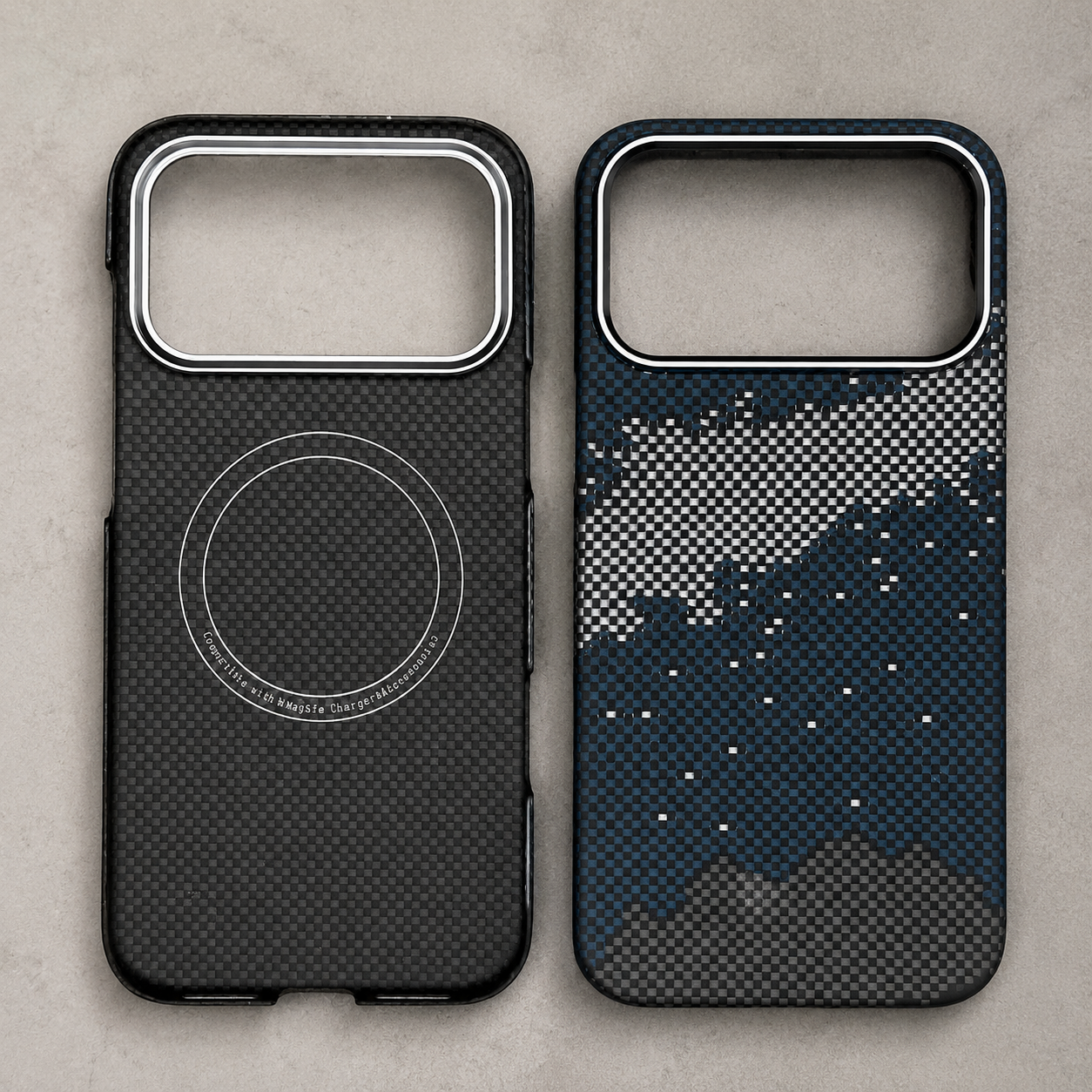 Premium iPhone Case 600D Real Carbon Fiber MagSafe Compatible Aramid Kevlar Cover Camera Lens Protection Waterproof Anti Fingerprint Ultra Thin Design