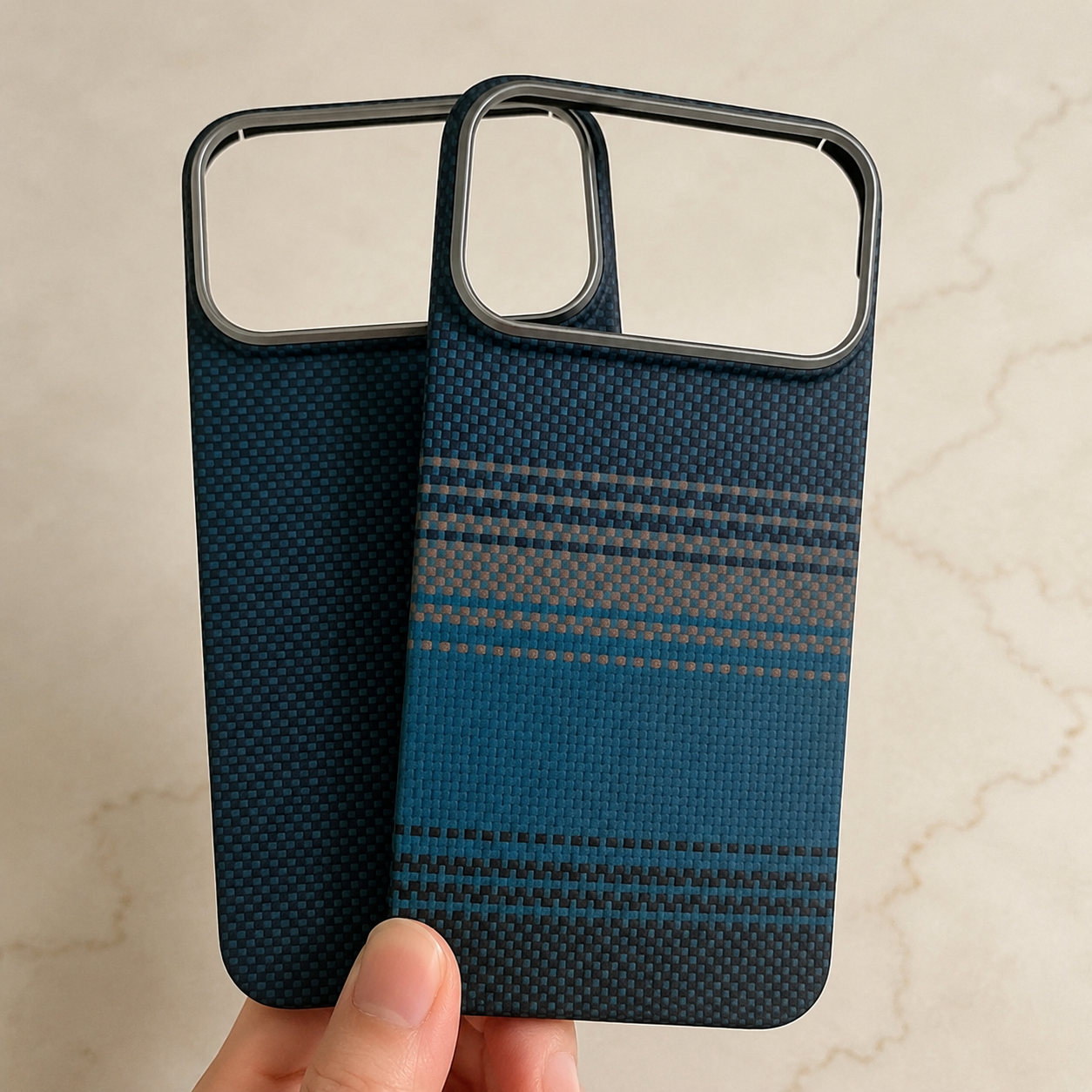 Premium iPhone Case 600D Real Carbon Fiber MagSafe Compatible Aramid Kevlar Cover Camera Lens Protection Waterproof Anti Fingerprint Ultra Thin Design