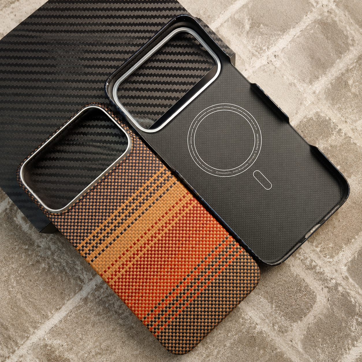 Premium iPhone Case 600D Real Carbon Fiber MagSafe Compatible Aramid Kevlar Cover Camera Lens Protection Waterproof Anti Fingerprint Ultra Thin Design