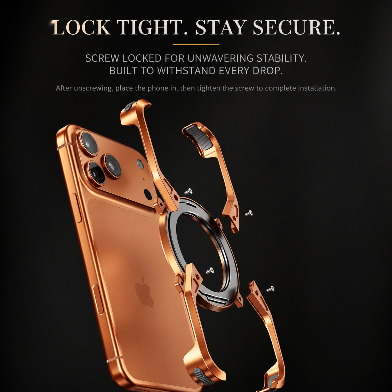 Premium iPhone Case Aluminum Alloy Bumper MagSafe Compatible Magnetic Cover 360° Rotating Ring Stand Shockproof Camera Lens Guard