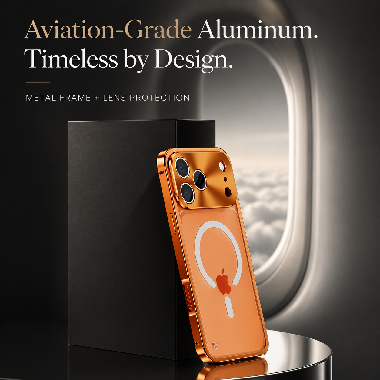 Premium iPhone Case Aluminum Alloy Frame MagSafe Compatible Magnetic Bumper Shockproof Protective Cover Matte Transparent Back Camera Lens Guard